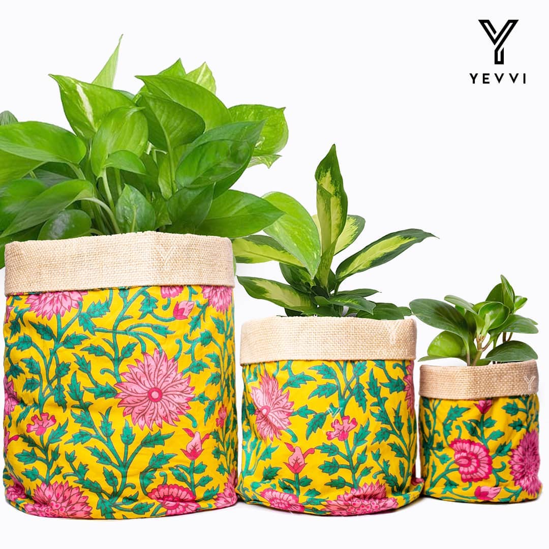 Floral printed fabric baskets